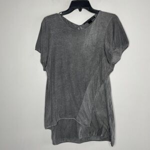 THEYSKENS THEORY Womens Gray Distressed Layered Top 100% Cotton Sz Small S